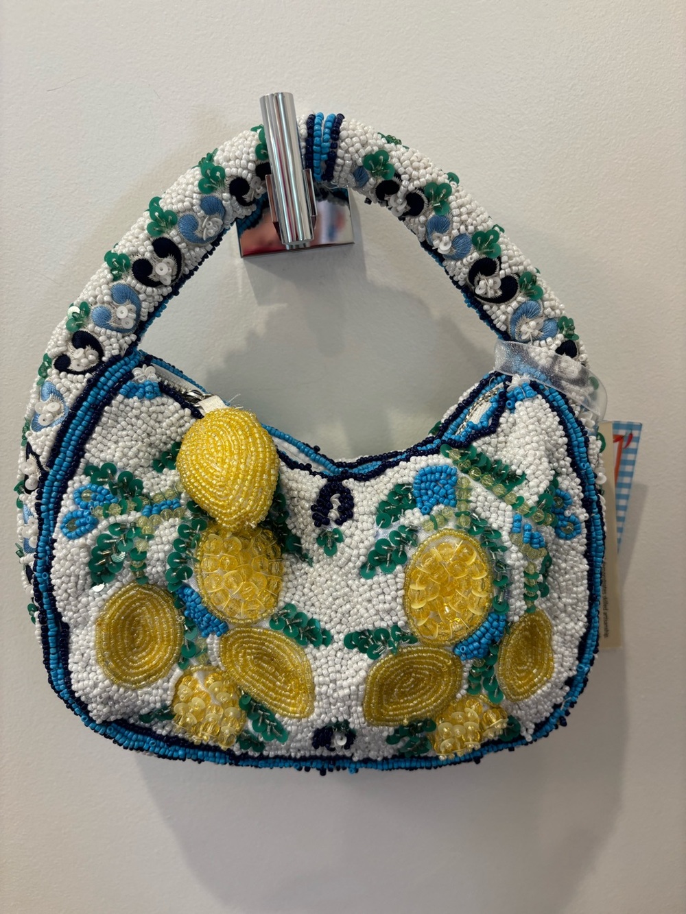 NWT Made in India Beaded Lemon Amalfi coast design hand bag